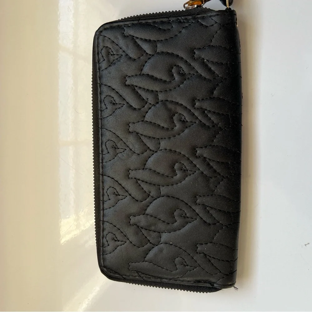Y2K Baby Phat Black Quilted Wallet/Wristlet with‎ Gold Logo